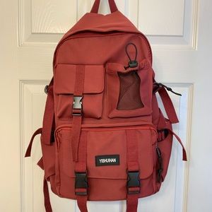 large red backpack